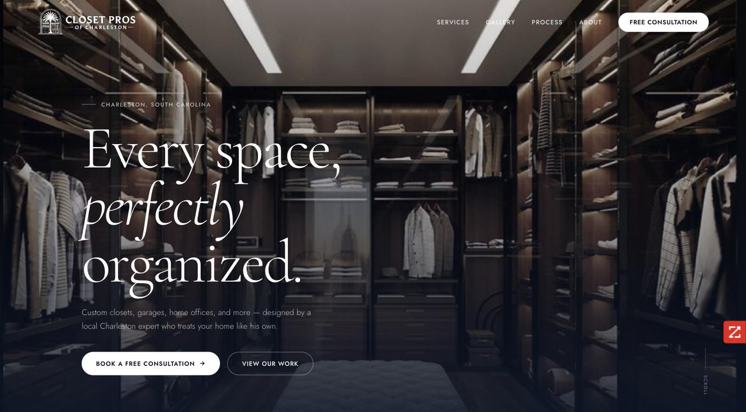 Closet Pros of Charleston website built by Salty Dog Solutions